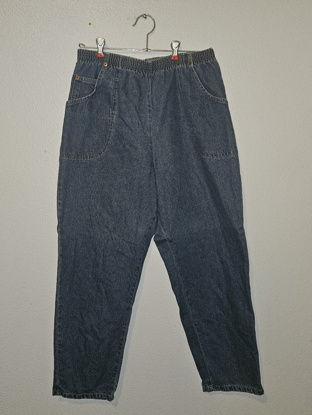Cabin Creek Relaxed Dark Blue Denim Jeans with Elastic Waist